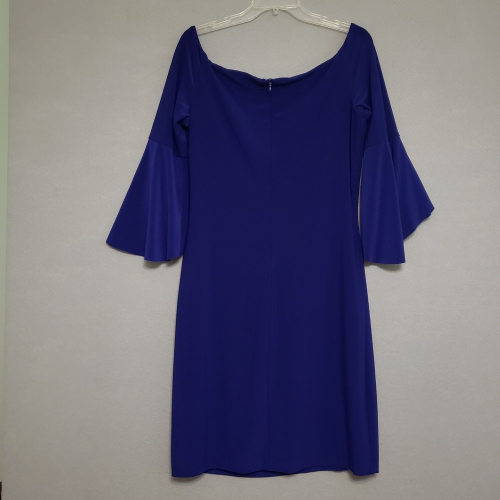 Lauren Ralph Lauren 16 Dress Royal Blue Bell Sleeve Ruched Cocktail Formal Party - Picture 8 of 16